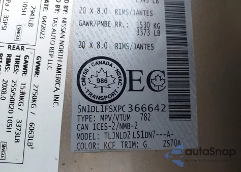 2023 Infiniti Qx60 Luxe Awd from USA, damaged, VIN 5N1DL1FSXPC366642